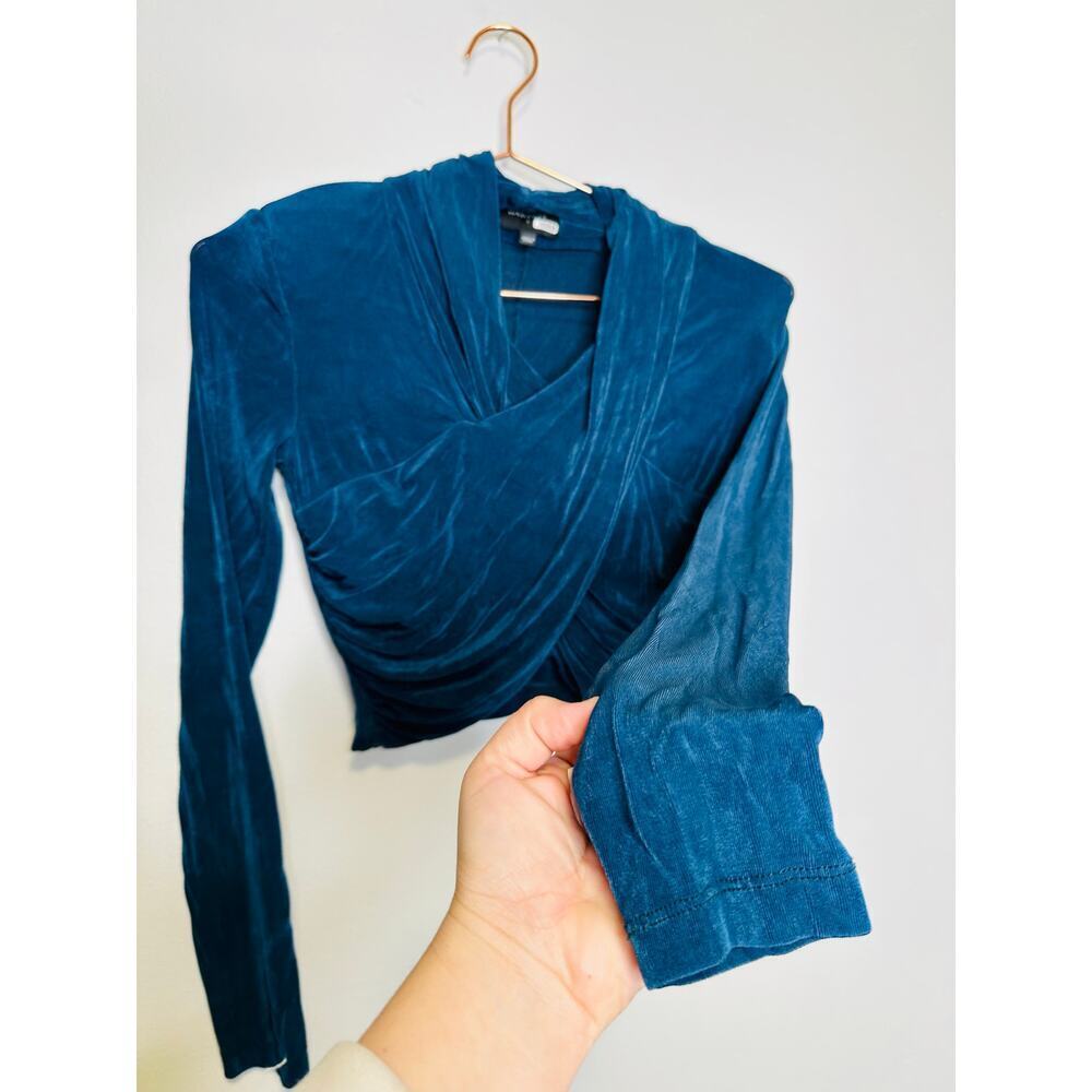 BARDOT Teal Crossover Wrapped Style Long Sleeve Wren Top Size Small - Picture 5 of 16